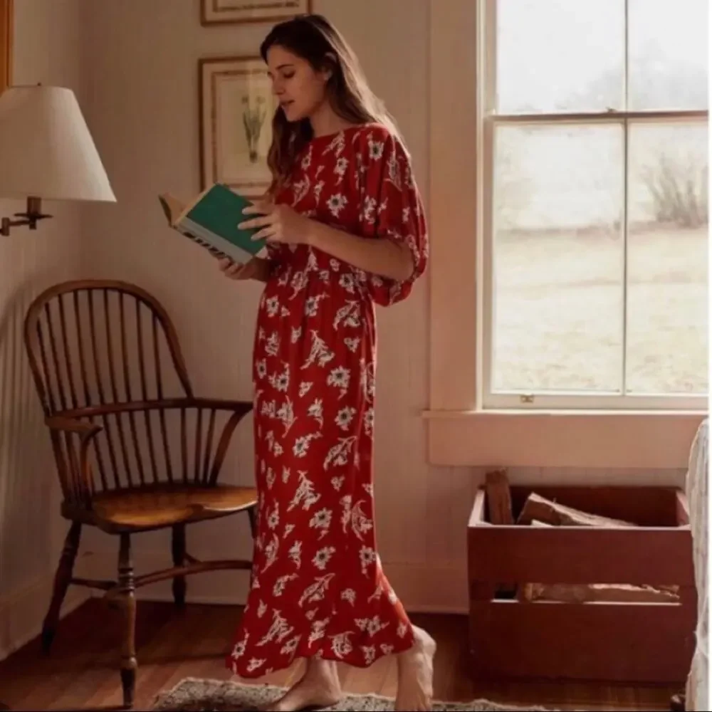 Christy Dawn Mia dress in Crimson Vine Cottagecore orange floral XS sustainable - Picture 2 of 14